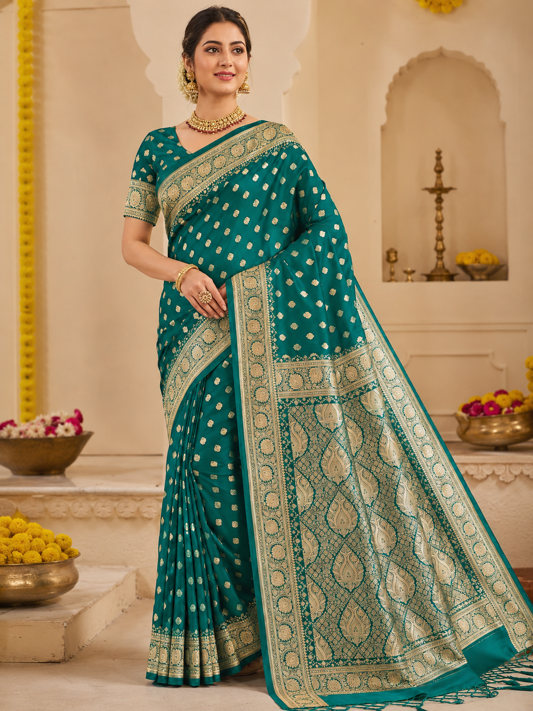 Banarasi semi katan Silk saree  - image 2