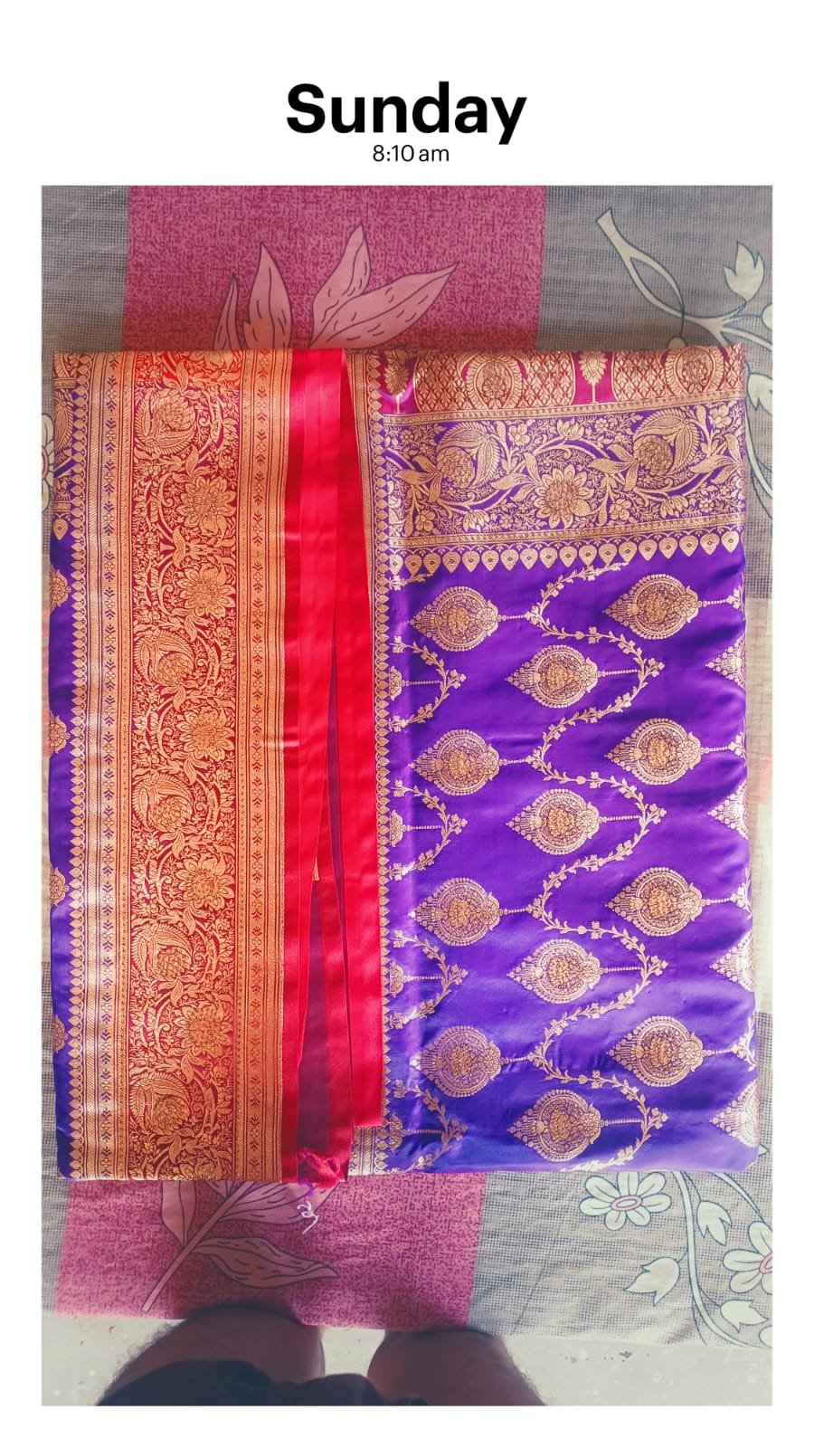 Banarasi art silk contrast saree with surski ston work  - image 3
