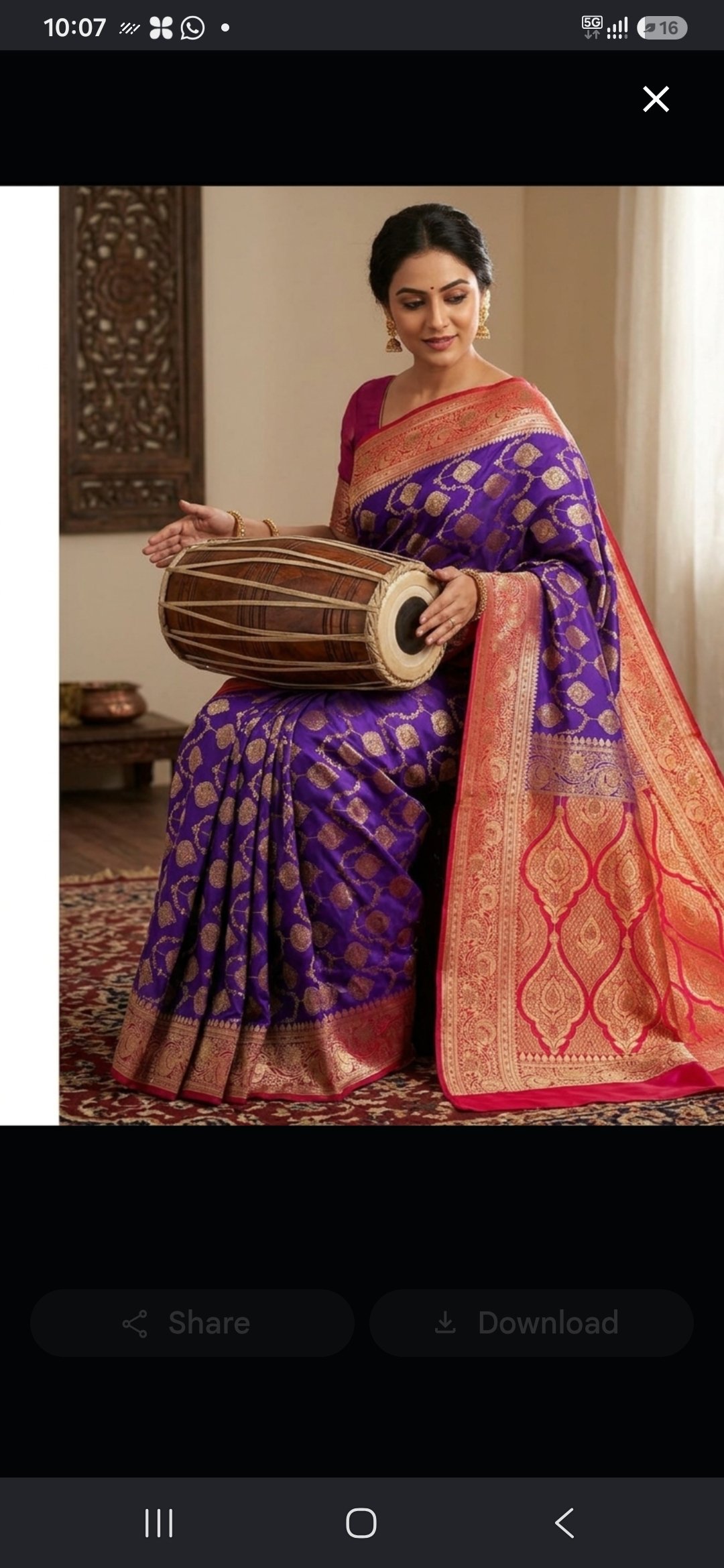 Banarasi art silk contrast saree with surski ston work  - image 4