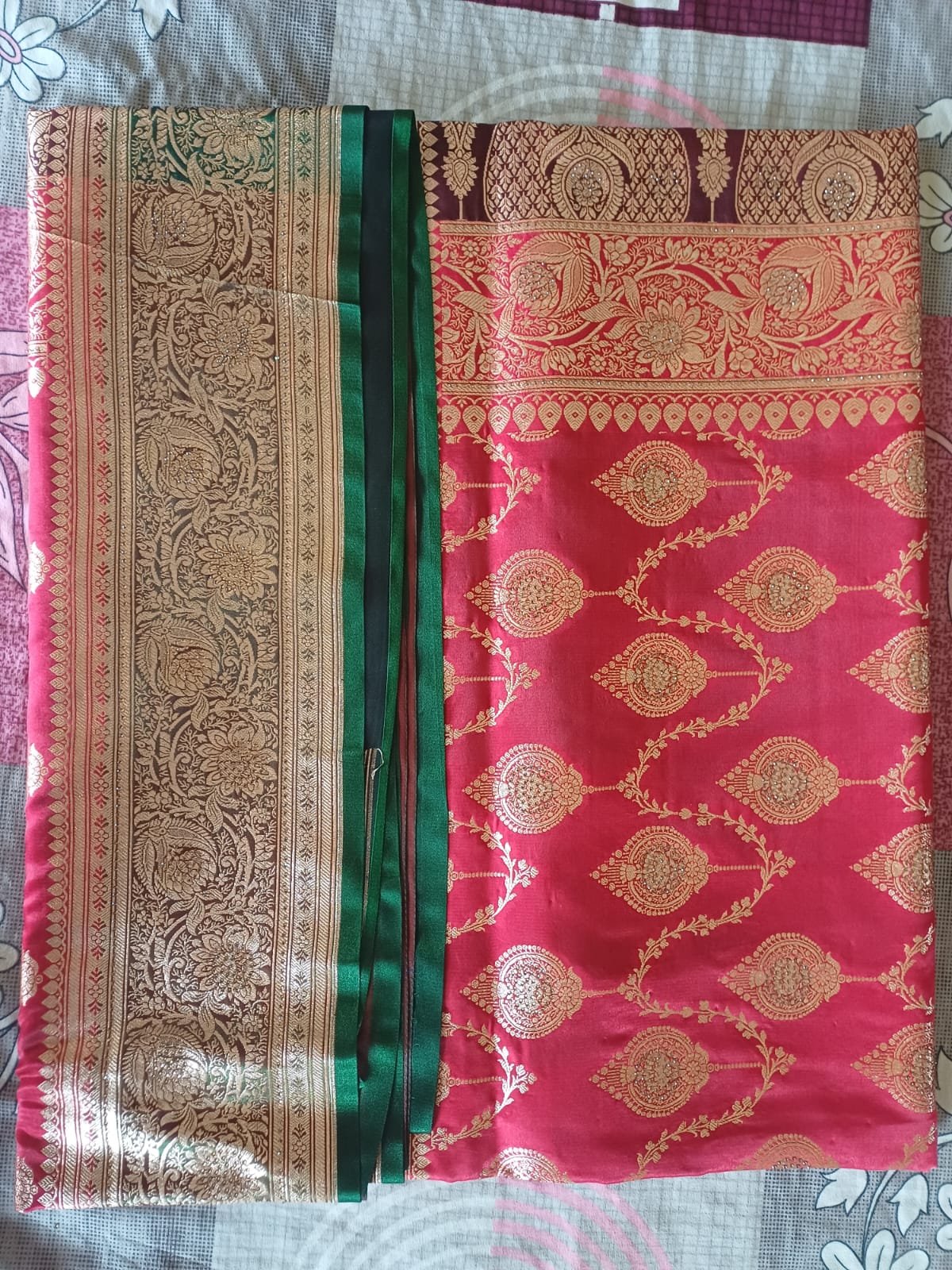 Banarasi art silk contrast saree with surski ston work  - image 3