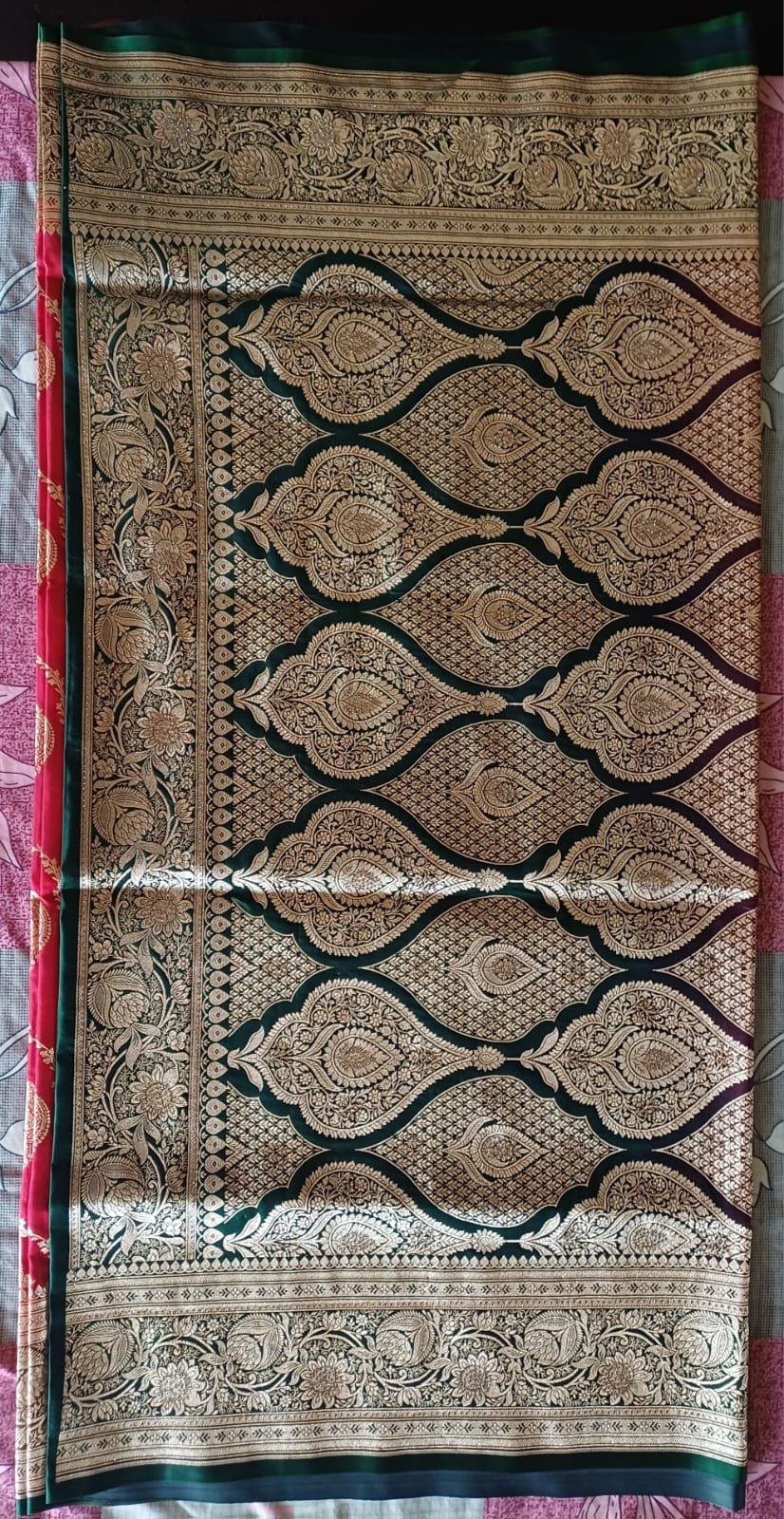 Banarasi art silk contrast saree with surski ston work  - image 4