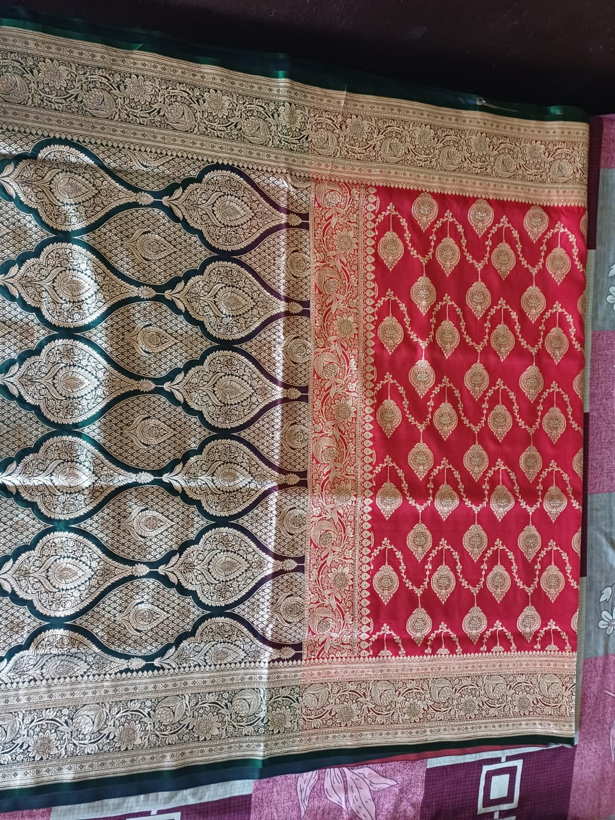 Banarasi art silk contrast saree with surski ston work  - image 2