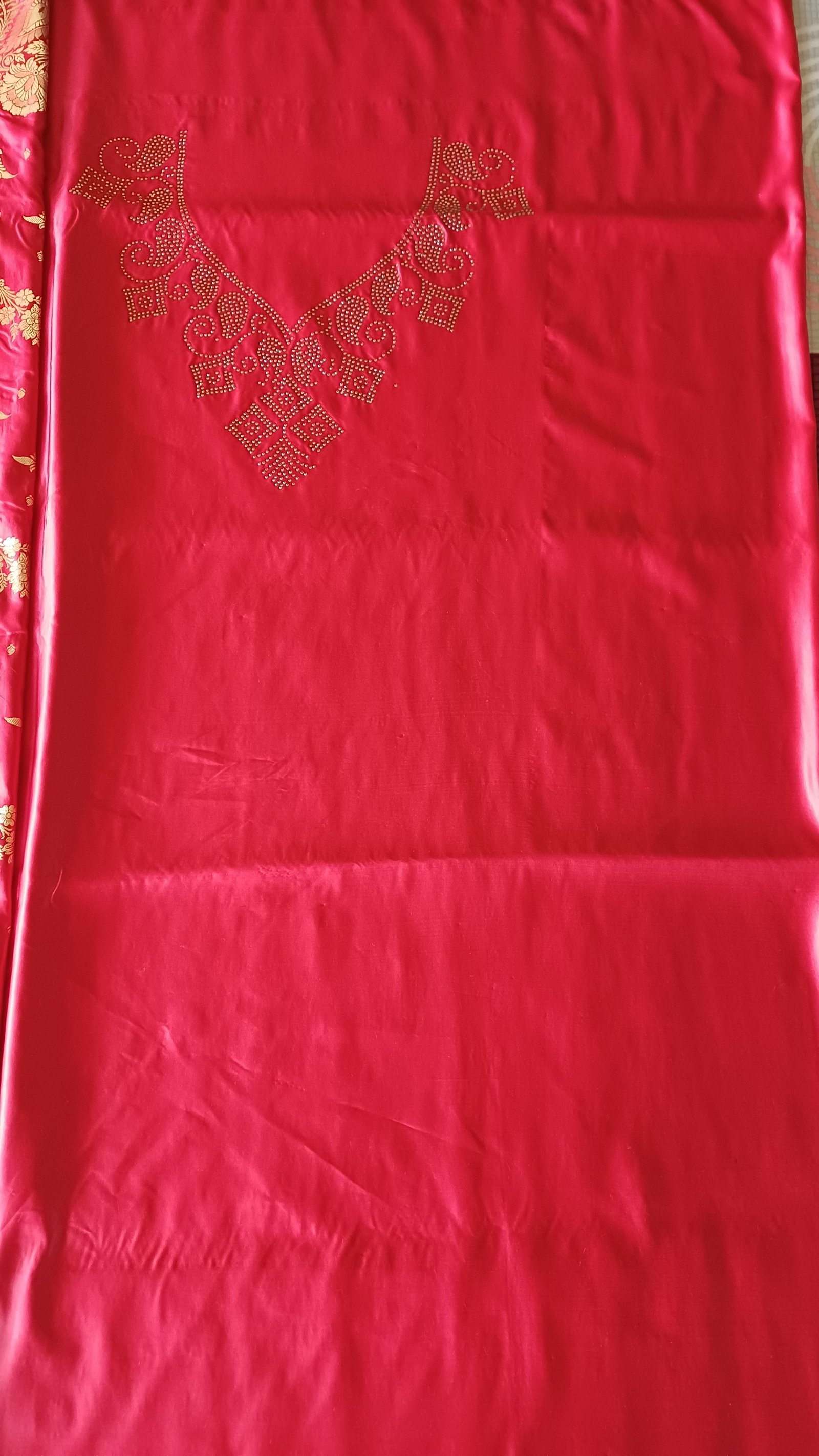 Banarasi semi katan Silk saree with surski ston work  - image 5
