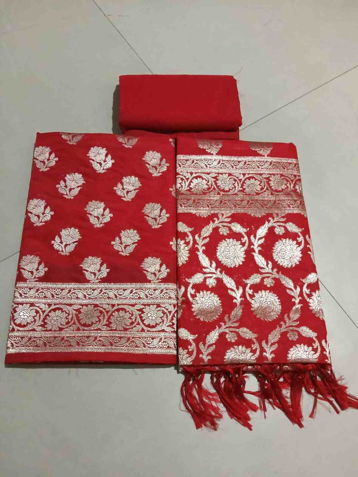 banarasi semi katan suit duppta